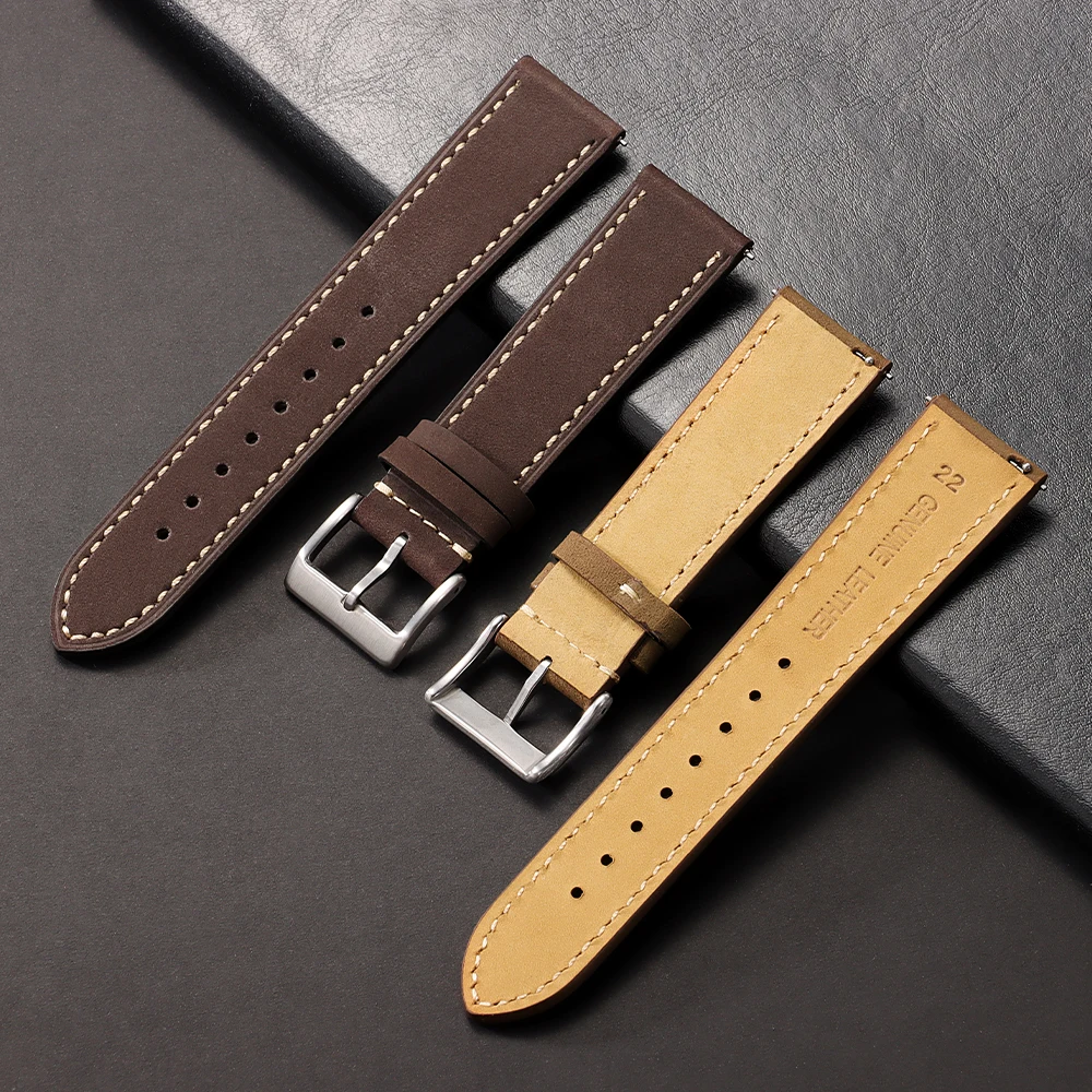 Correa de reloj de cuero de liberación rápida, correa de reloj de 20mm y 22mm para Samsung Galaxy Watch 7 6 5 4, pulsera cosida para hombres y mujeres