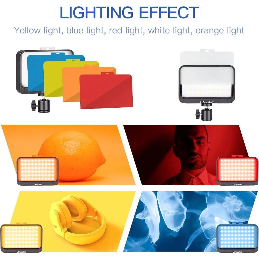Комплект светодиодного видеоонаря UBeesize, 2 шт., непрерывное портативное освещение для фотосъемки с регулируемой подставкой для штатива, 5 цветов, фильтр