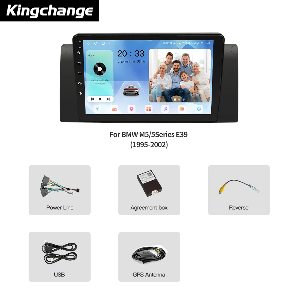 Kingchange 9 "reproductor de vídeo Multimedia de Radio de coche para BMW E39 5 Series 1995-2005 estéreo GPS Wifi Android navegación Carplay AUTO