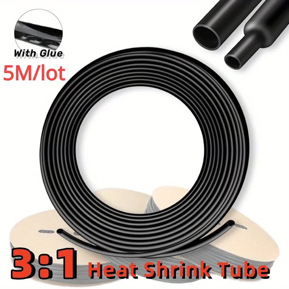 Tubo termorestringente da 5 m 3:1 con colla Diametro interno 1,6/2,4/3,2/4,8/6,4/7,9/9,5/12,7 mm Involucro adesivo foderato