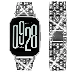 Stainless Steel With Diamond Watchband For Redmi Watch 5 Lite 22mm Women Strap For Redmi Watch 5 Active Bracelet Metal Correa