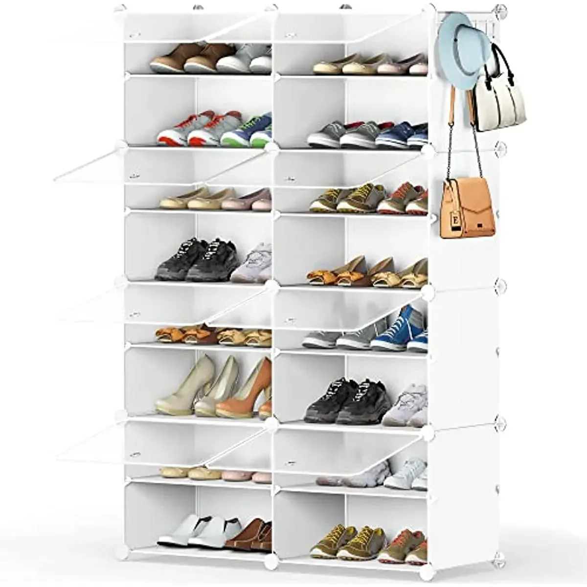 Homidec armazenamento de sapatos, organizador de rack de sapatos de 8 camadas para armário, 32 pares de prateleira de sapatos para entrada, quarto e corredor