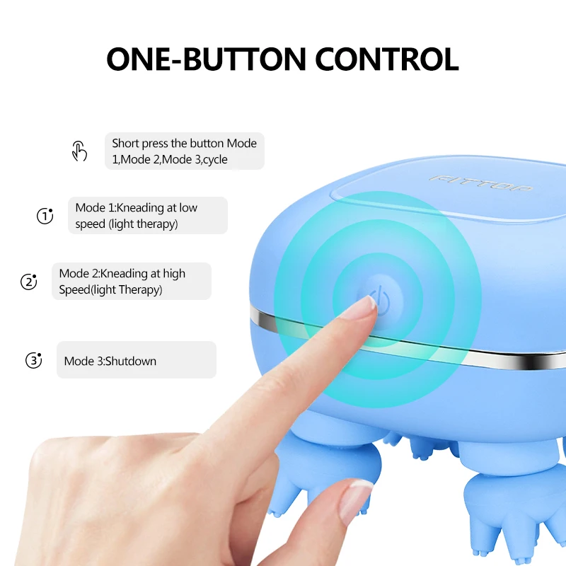 Nieuwe collectie 190g lichtgewicht elektrische mini-hoofdhuidmassage, draagbare waterdichte aangedreven hoofdhuidmassager