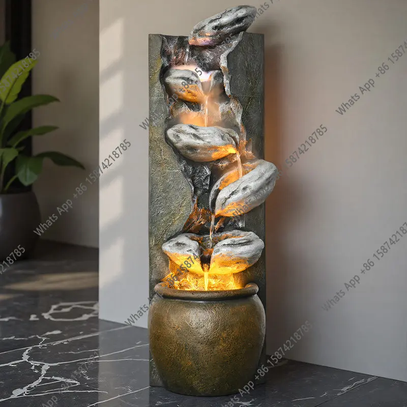 Stone running water, pottery pot, water circulation, courtyard, water fountain, rockery fountain decorative ornament