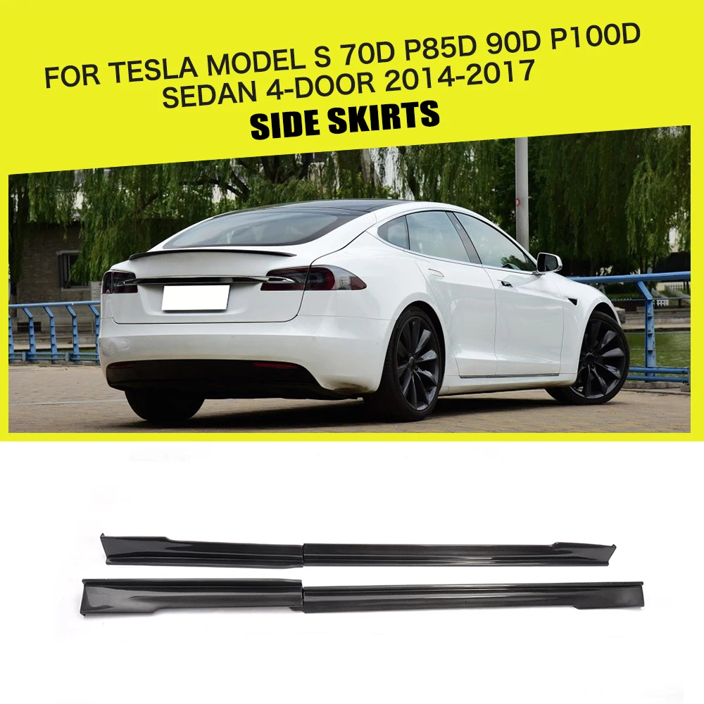 Vacuum Carbon Side Door Skirts bumper for Tesla Model S P85D 90D P100D 16-18