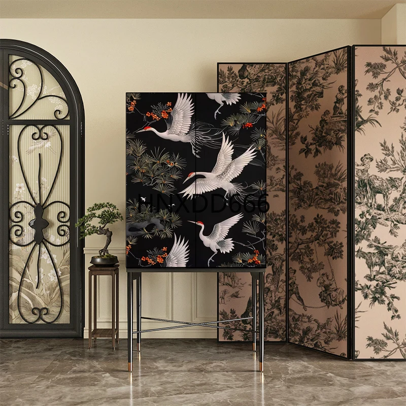 

Living room entrance new Chinese crane decoration storage locker household
