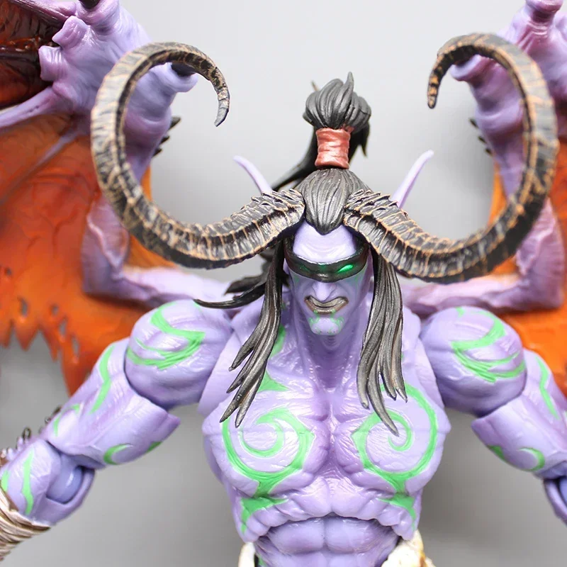 Figurki akcji anime World of Warcraft, Illidan Stormrage, 25 cm, ratujący bohaterów, oczy z podświetleniem, model PVC na biurko, ozdoby, prezent.