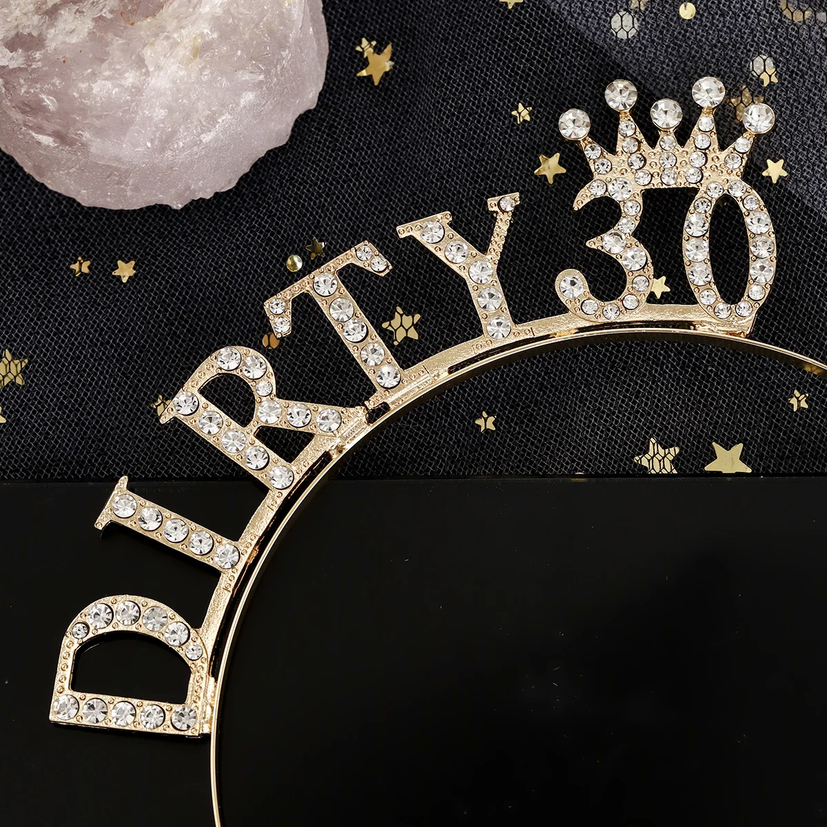 Glänzendes Strass-Stirnband mit englischen Buchstaben „Alles Gute zum Geburtstag“ für Frauen, Zinklegierungsmaterial, Party-Schmuck, beliebtes Haar-Accessoire – Detail 20