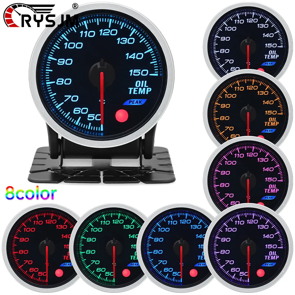 

8 Color LED Universal Auto 12V 52mm Racing Car Gauge Oil Pressure Water Temp Oil Temp EGT Exhaust Turbo Boost Tachometer Meter