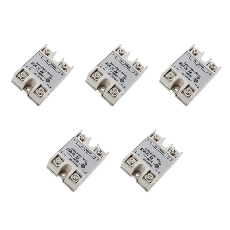 5X SSR-25AA 80-250V 25A Machinery Control AC Solid Module State Relays