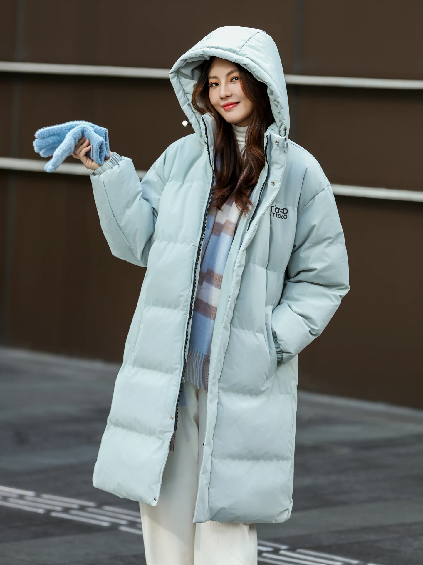 롱 다운 자트 여성용 2025년 겨울 신상 중간 길이 코튼 아메리칸 스타일 트렌디한 겨울 외투