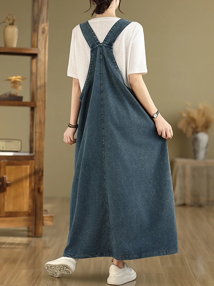 NYFS خمر حجم كبير فستان بحزام الدنيم بلون فضفاض حبال فستان طويل رداء Elbise موضة ربيع الخريف فستان المرأة #2