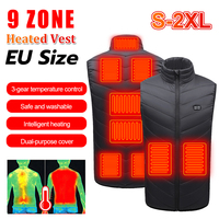 Men Winter Intelligent 9 Heating Vest Jacket USB Electrically Heated Sleeveless Jacket Travel For Outdoor Motorcycle Riding