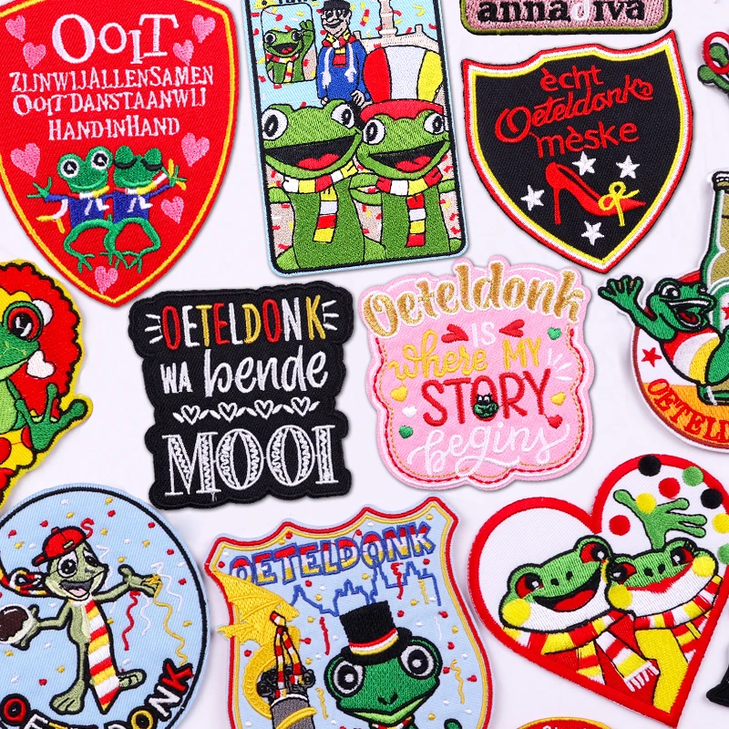 Netherland Carnival Oeteldonk Emblem Patch Iron On Patches For Clothing Fusible Patch Frog Sewing Embroidered Patches On Clothes