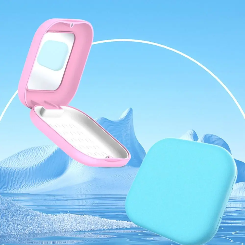 Portable Square Invisible Retainer Box Mini Magnetic Braces Box Portable with Mirror Aligner Case Oral Hygiene