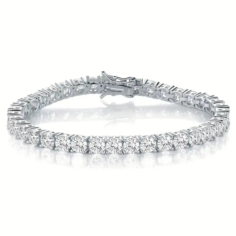 Stunning Full Moissanite Diamond Tennis Chains Bracelet Shiny s925 Silver All Moissanite Plate 18k Hand Chain Fine Jewelry GRA