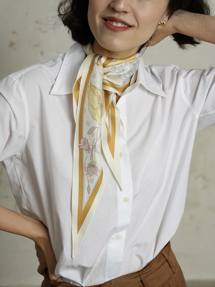 

Weiliao Original Elegant Yellow Blue Diamond Silk Scarf Shawl Silk Square Scarf Floral Pattern Women's Acce...