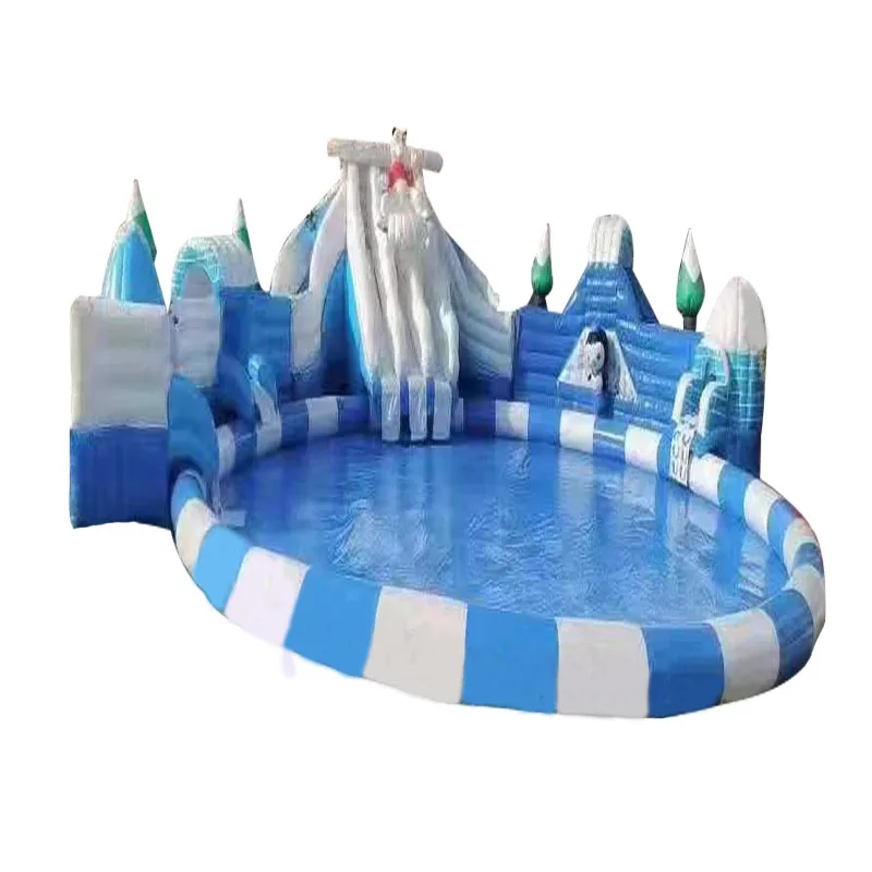 Commercial Children's Bounce Castle Combination House Inflatable Water Park Undersea Animal Themed Slides with Swimming Pool