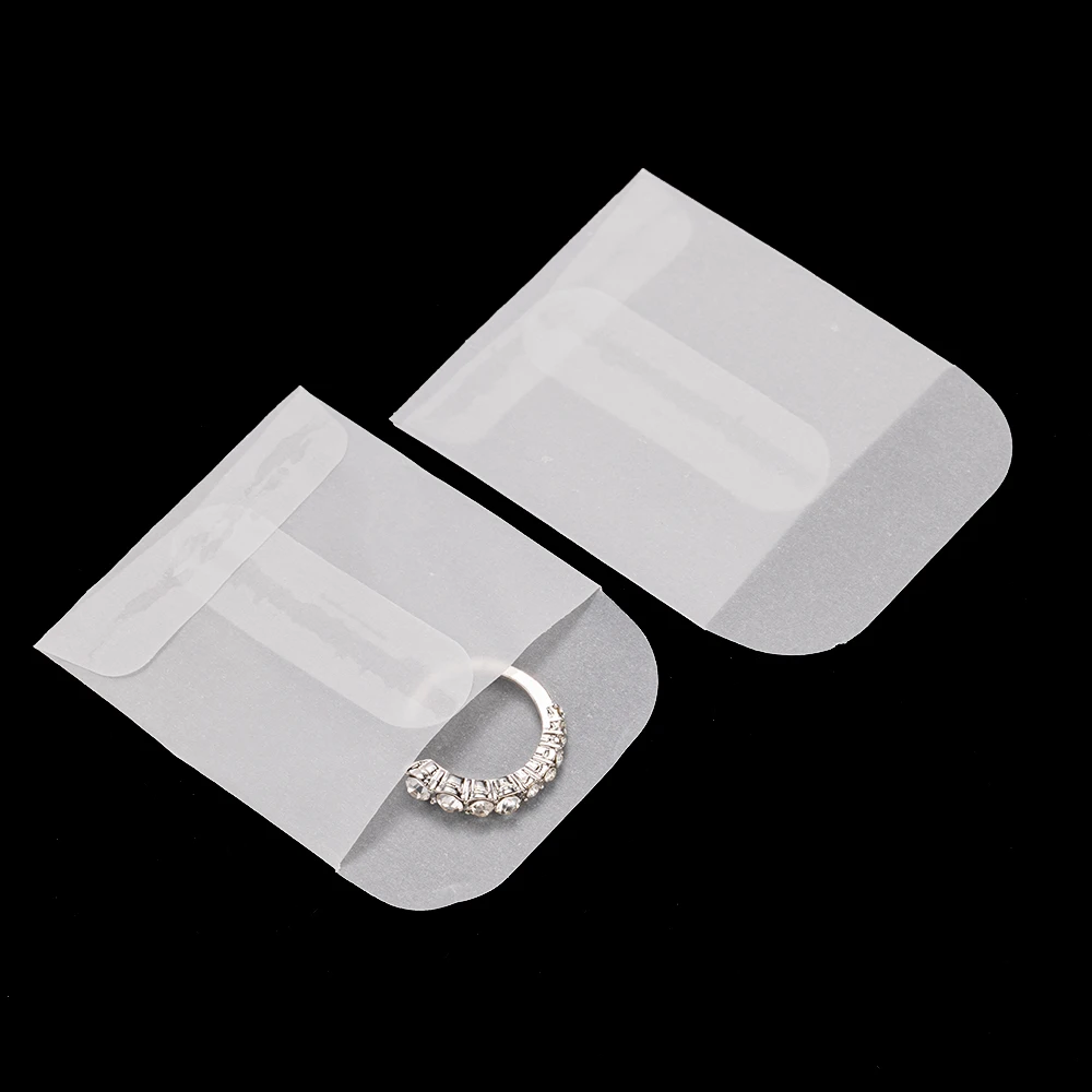 Mini Envelopes Oval -Shaped para Armazenamento de Jóias, Alças Oval, Envelopes Embalagem Sacos, Pacote Presente, Vários Tamanhos, Atacado, 50Pcs