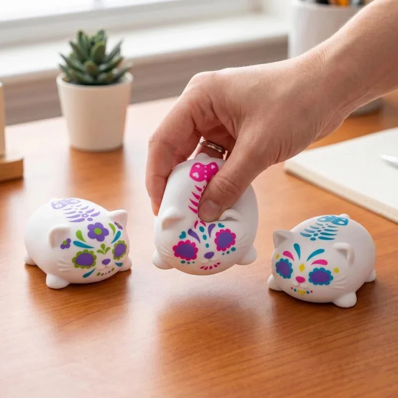 Sugar Skull Cat Fidget Interactive Sensory For Cats Soft Stress Relief Halloween Playtime Decor Pet Parent Gift
