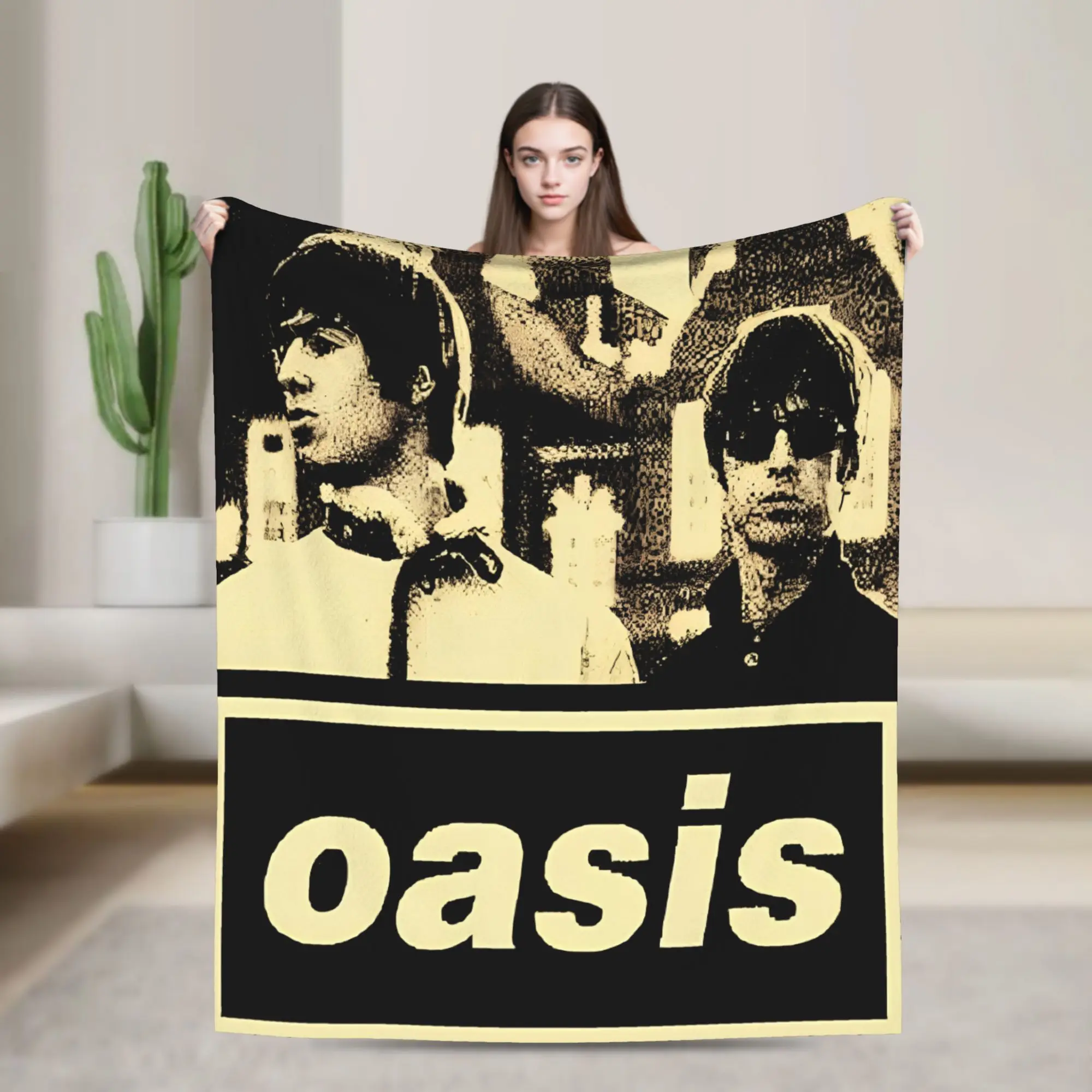 Noel Liam Rock Band Music Flannel Throw Blanket O-Oasis Blankets for Bedding Outdoor Lightweight Thin Plush Thin Quilt