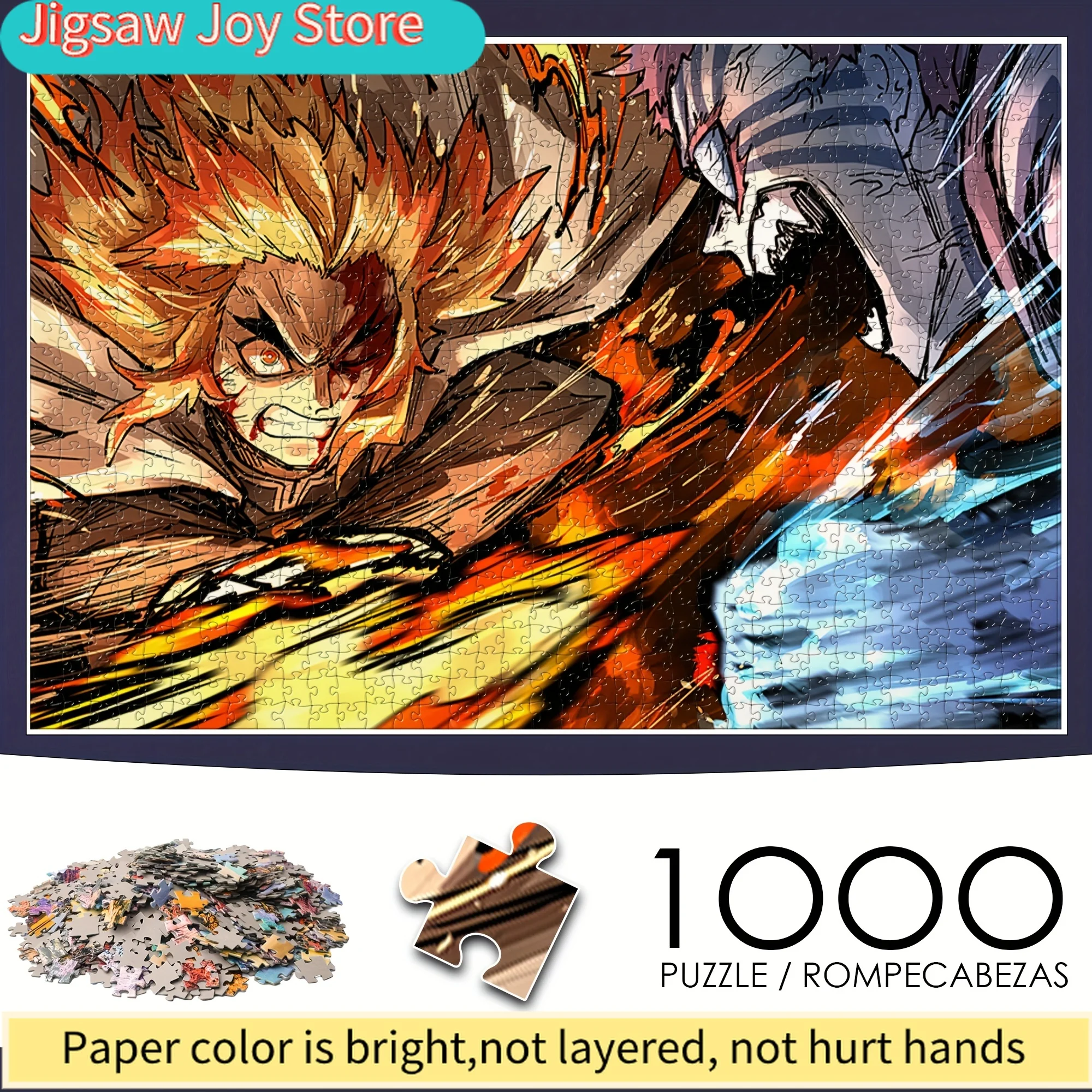 

[Enable ] 2D Flat 1000Pcss Large Anime Style Comic Puzzle - Cute Fire And Ice Characters, Adult Challenge 1000Pcss Puzzle, Wa
