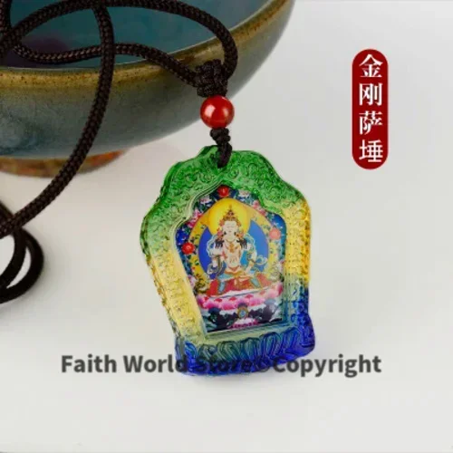 4PCS # Greco-Buddhist pocket travel efficacious Mascot #Vajrasattva Yellow Jambhala Amitayus Buddha RULAI Crystal Pendant Amulet