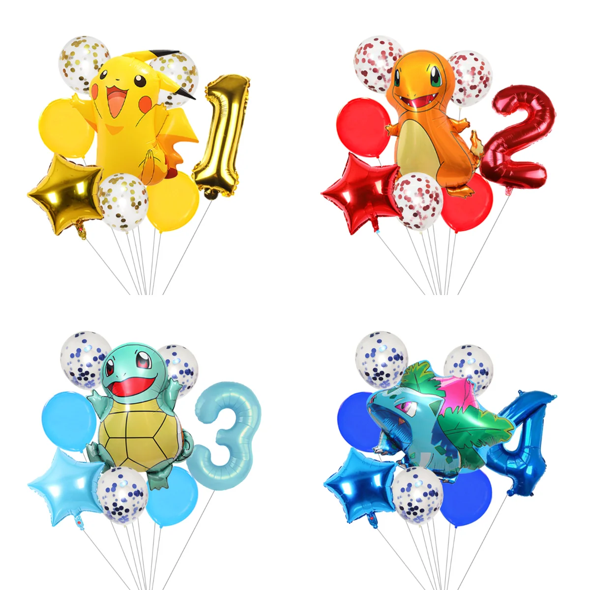 Niedliches Pikachu-Blitzballon-Set Cartoon-Themen Geburtstagsparty-Dekorationen Ballons für Kinder Jungen Mädchen Partyzubehör