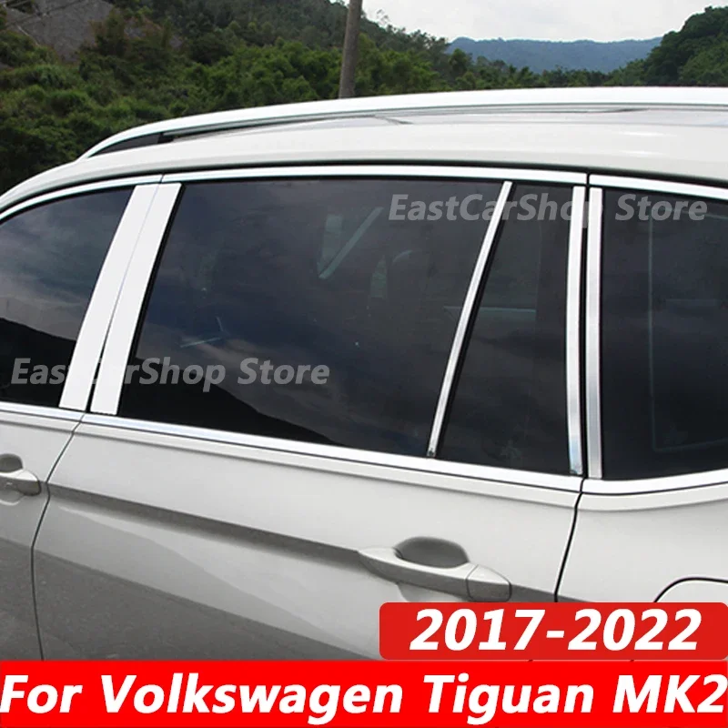 

For Volkswagen VW Tiguan MK2 2017-2022 2021 Auto Exterior Stainless Steel Car Door Window Column BC Pillar Post Cover Trim