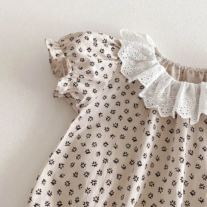 2025 New Summer Infant Baby Girls Bodysuits Short Sleeved Cotton Print Toddler Baby Girls Jumpsuit 0-24M Children Clothes 5