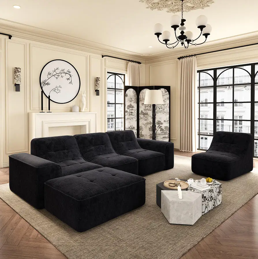

#Modern L-Shape Sectional Sofa Set 7-Seater Modular Pet-Friendly For Living Room Hotel Bedroom