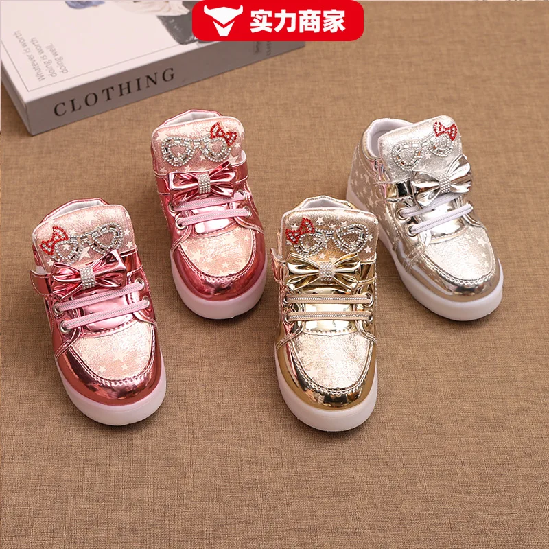 

Children's Led Sneakers Girls Cute Glowing Princess Shoes Toddler Luminous Non-slip Footwear Kids Soft Bottom Lighted Sneakers
