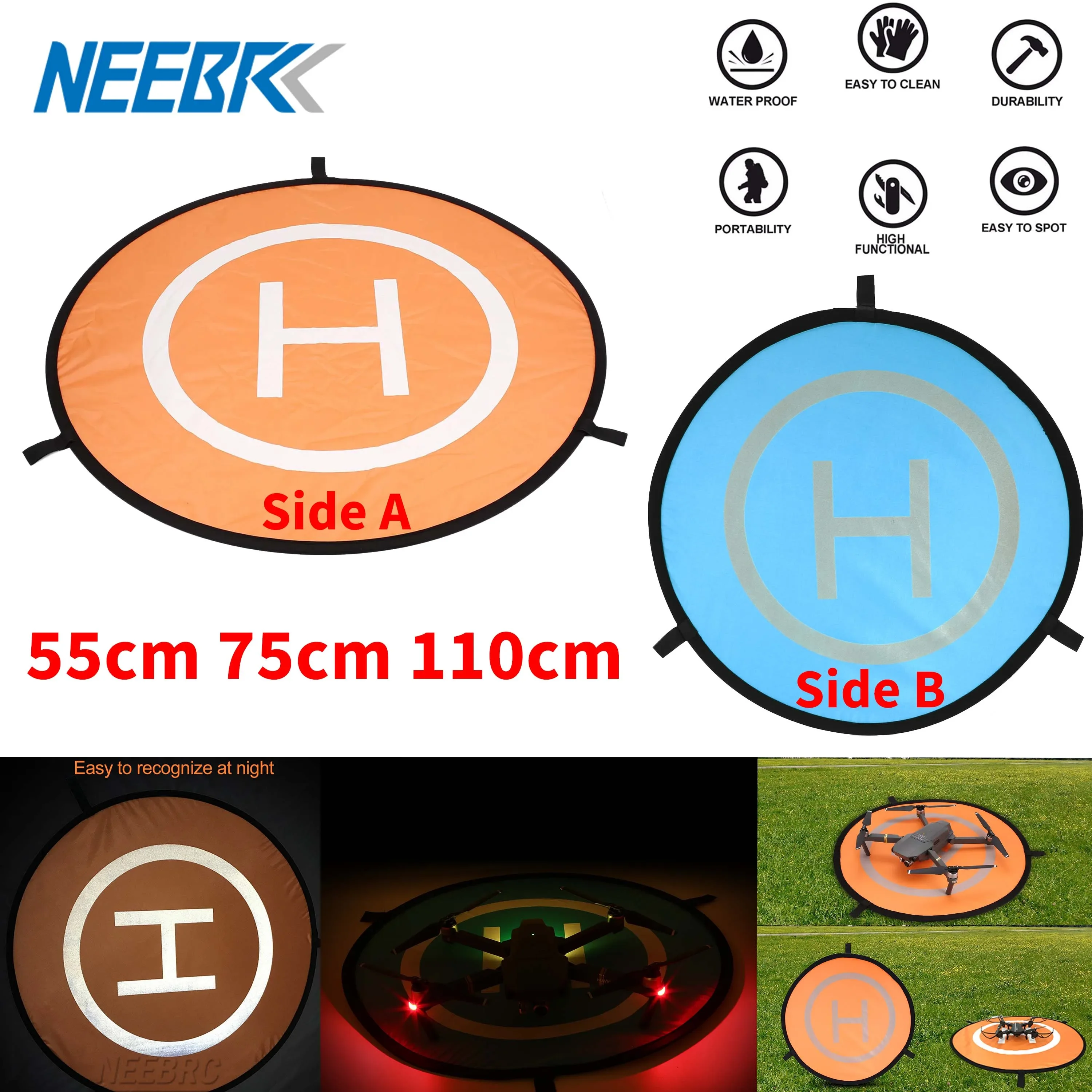 55cm 75cm 110cm Drone Universal Foldable Landing Pad Fast-fold Mat for RC DJl Mini 4 Pro Mavic Spark Quadcopter Parking Toy Part