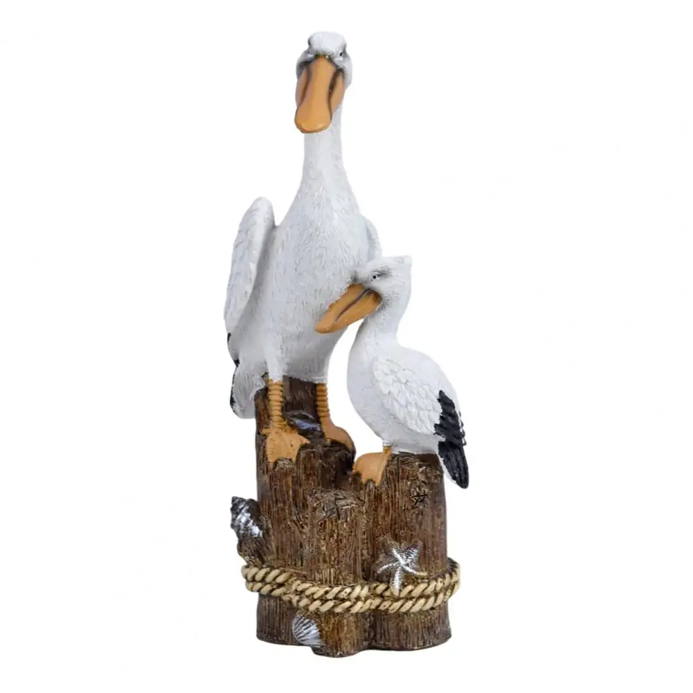 Ocean Style Decor Tabletop Ocean Decor Coastal Resin Figurines Set Pelican Seagull Seahorse Statues on Wood Base Cute for Room