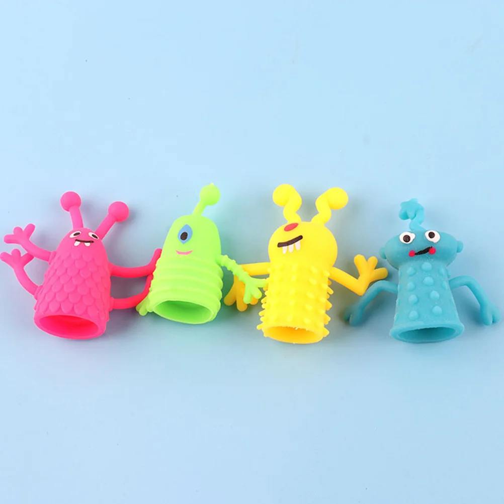 Colorato plastica TPR carino mini animale mostro bambole da dito bambini burattini da dito giocattoli genitori oggetti di scena narrativi