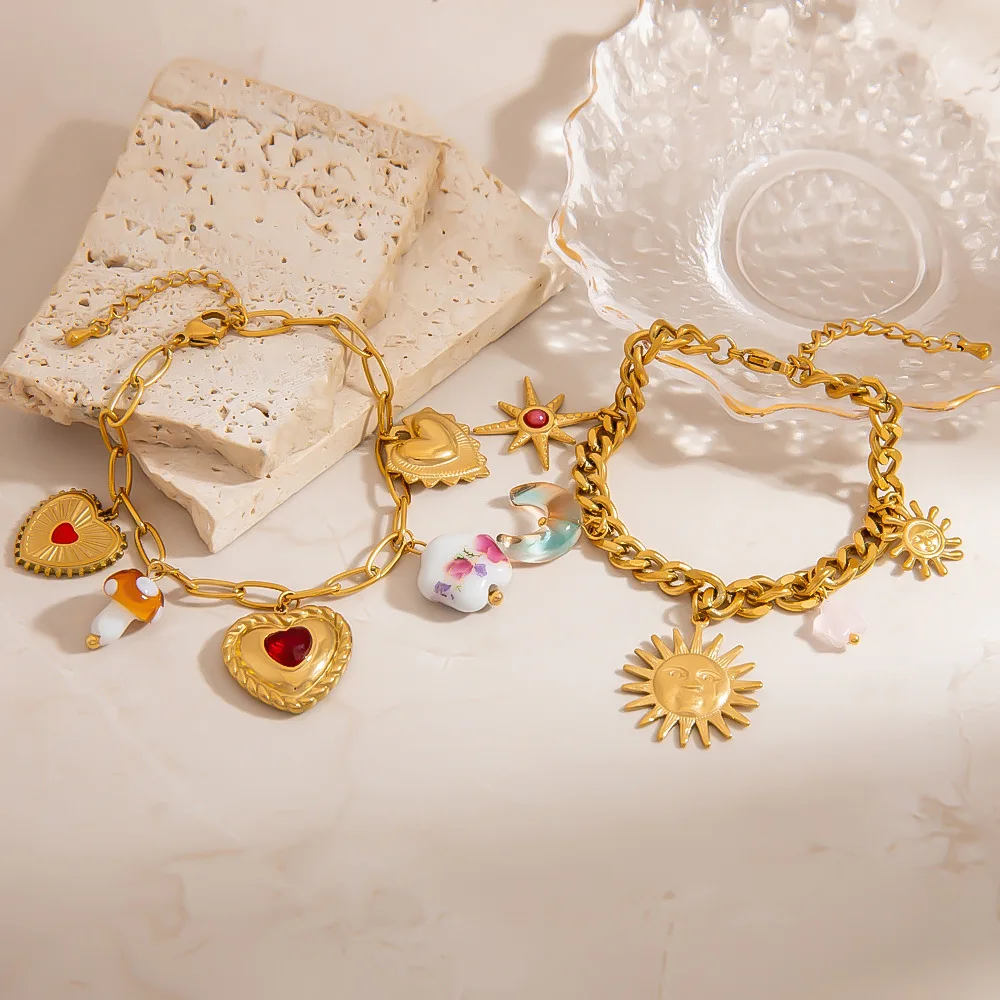 

New Fashion Stainless Steel DIY Little Angel Sun Love Pendant ExquisiteHigh End Non Fading Bracelet