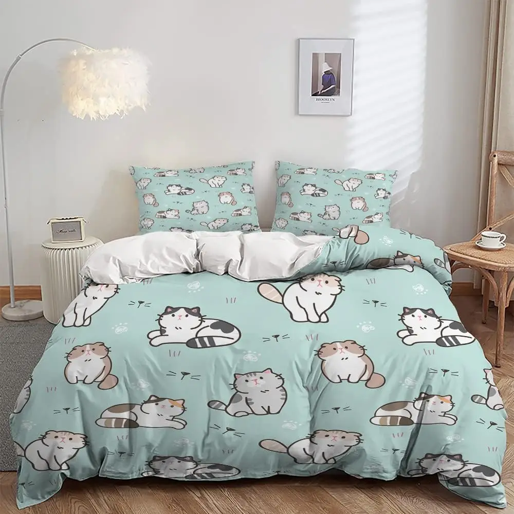 

Cartoon Cat Duvet Cover for Girls Boys Children Pet Cats Bedding Set Cute Kitten Room Decor Colorful Bedspread Cover Bedding
