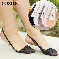 10Pcs=5Pairs Womens Socks Summer Autumn Lace Girl Boat Socks Ultrathin Invisible Breathable Sexy Lady Cotton Sock Slippers Meias