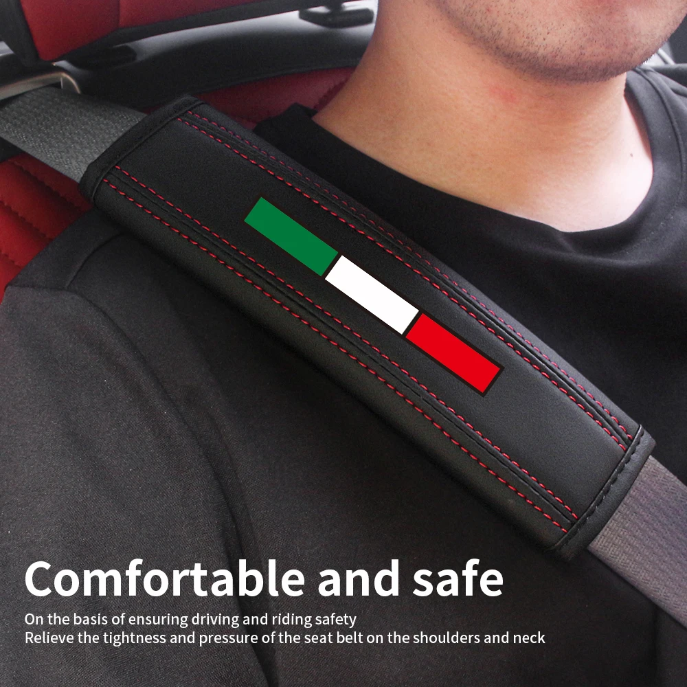 Italienische Flagge Autositzgurt Gurtschutzpolster Sicherheitsgurtpolsterung für Fiat 500 Abarth Punto 124 Spider Panda Bravo Freemont – Detail 4