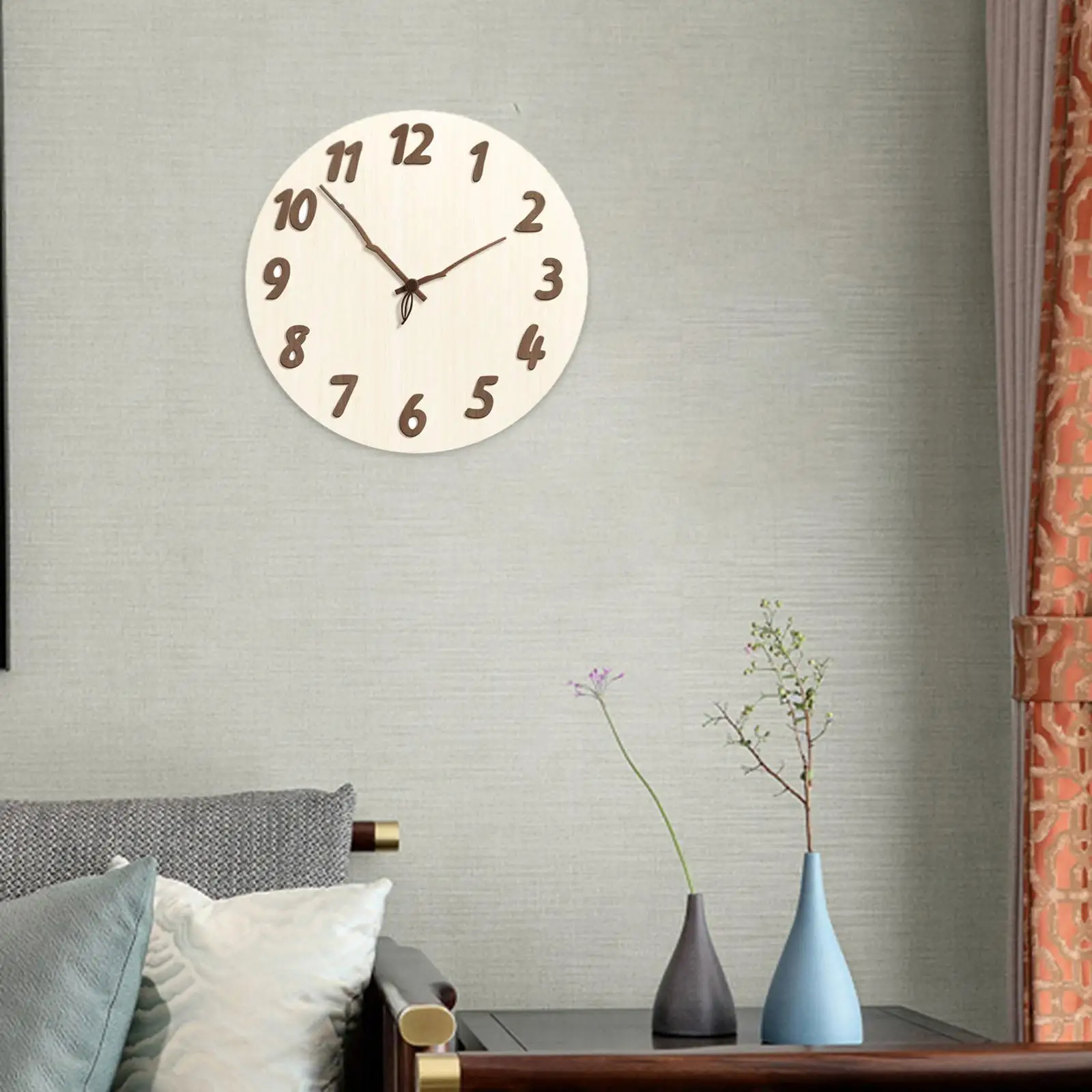 

Wall Clock,Rustic,Non Ticking Creative Modern Wooden Decorative Clock Wall Art for Living Room Kitchen Dining Room Indoor Office