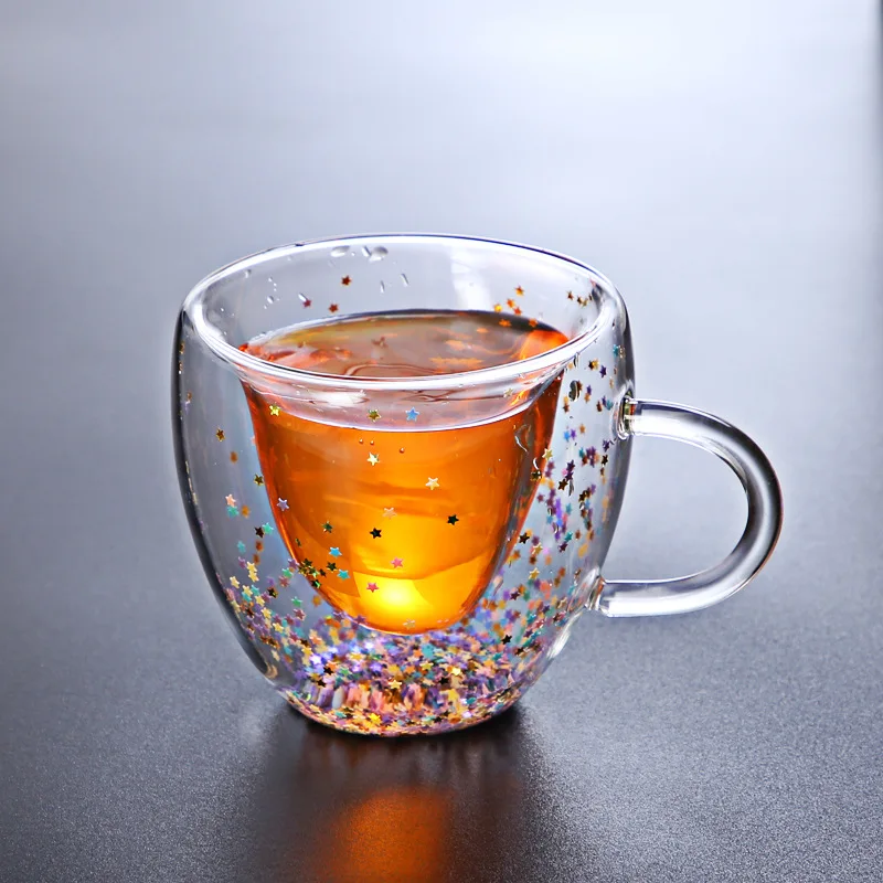 Heart Love Shaped Glass Mug for Couple, Double Glass Cup, Heat-Resistant Glasses, Cup for Wine, Tea, Milk, Coffee, Drinkware