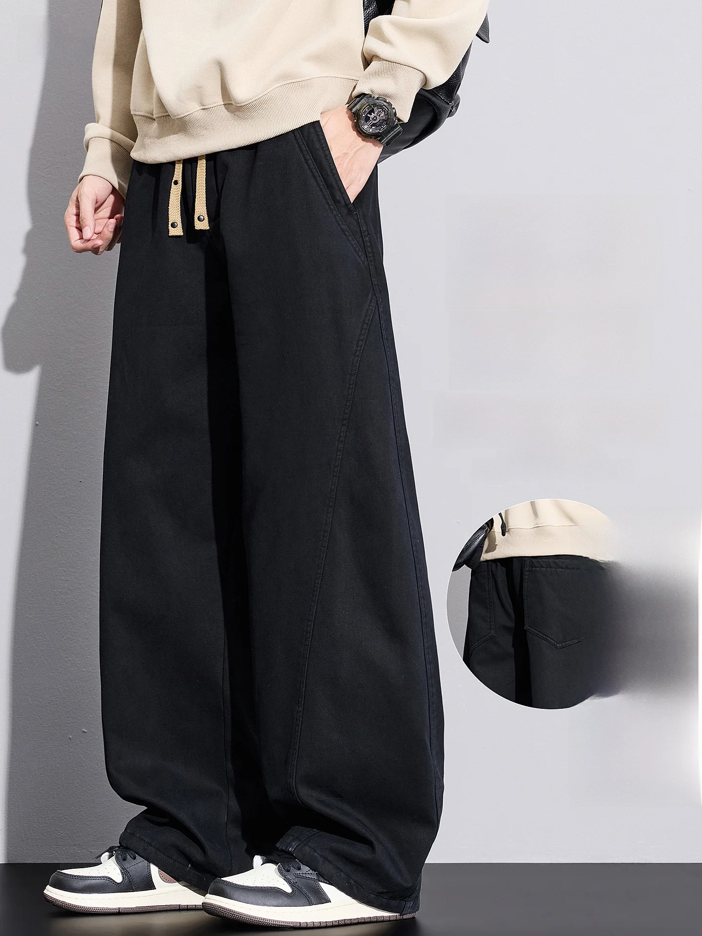 

American Sle Pure Cotton Work Trousers Men's Autumn Winter Fce Lined Straight Leg Casual Long Pants Faion Trend