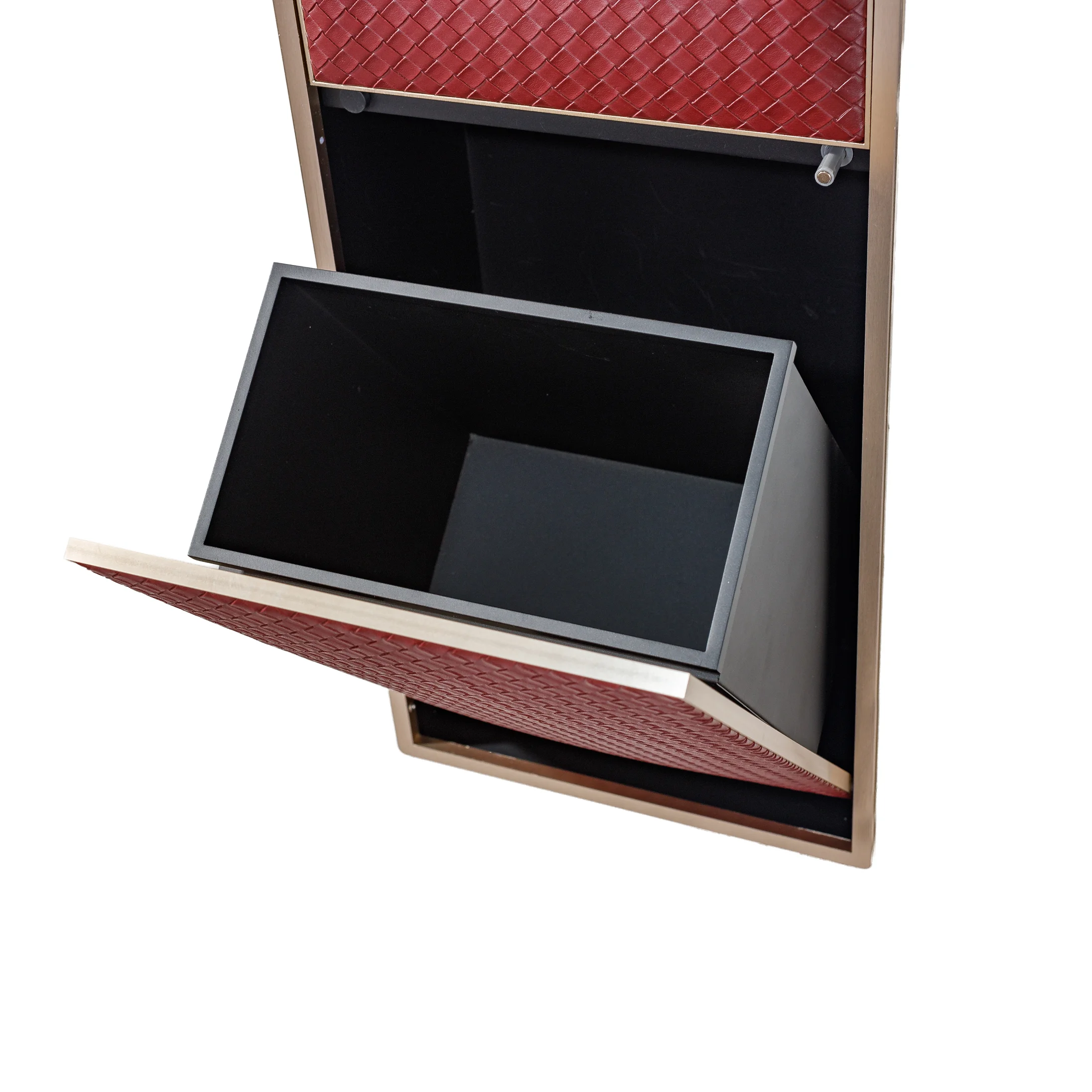 Luxury Bathroom Niche Diamond Leather Embedded Trash Can Tissue Box Embedded Stainless Steel Storage Trash Can
