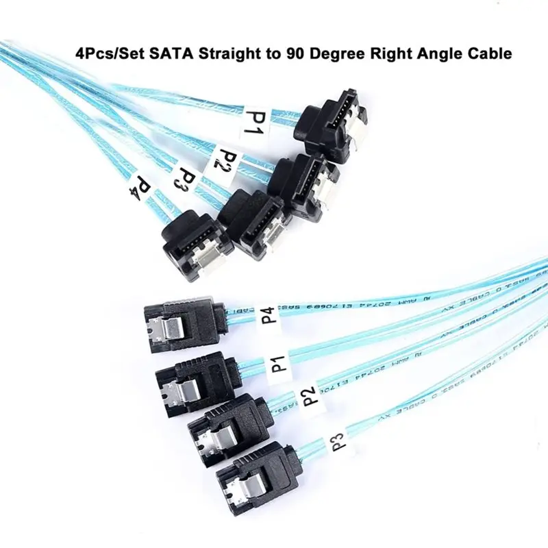 A13E-SATA 3.0 6Gbps 4PCS Straight Elbow Thin Replacement Backplane For SSD HDD Hard Drive For Server NAS PC Sas Data Wire