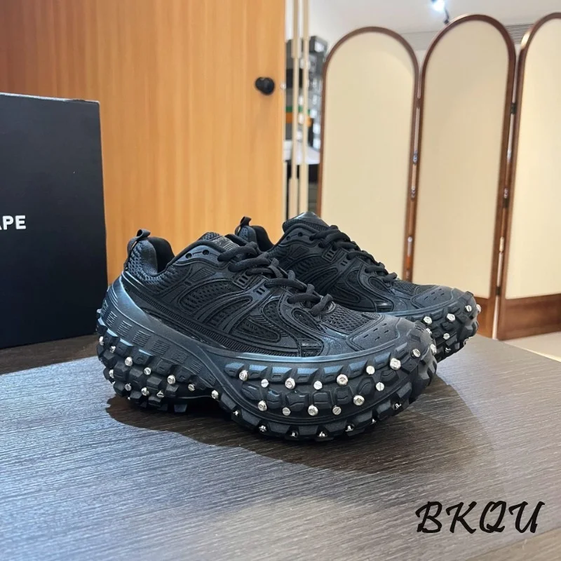 

BKQU Father Shoes Low Top Couple Shoes Tire Shoes To Make Old Women's 2024 Autumn Increase Thick Sole Leisure Sports Cool