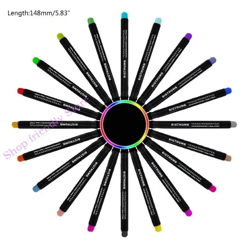 

594A Fabric Markers Pen, 10/20/24 Colors Permanent Fabric Paint Pens Art Markers Set, Fine Tip, Child Safe for Bags, T-Shirts