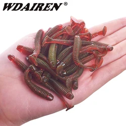 20 or 50pcs Silicone Worm Soft Lure 48mm 0.8g Fishing Wobblers Grub Worm T Tail Swimbait Bait for Bass Carp Pesca Fishing Tackle