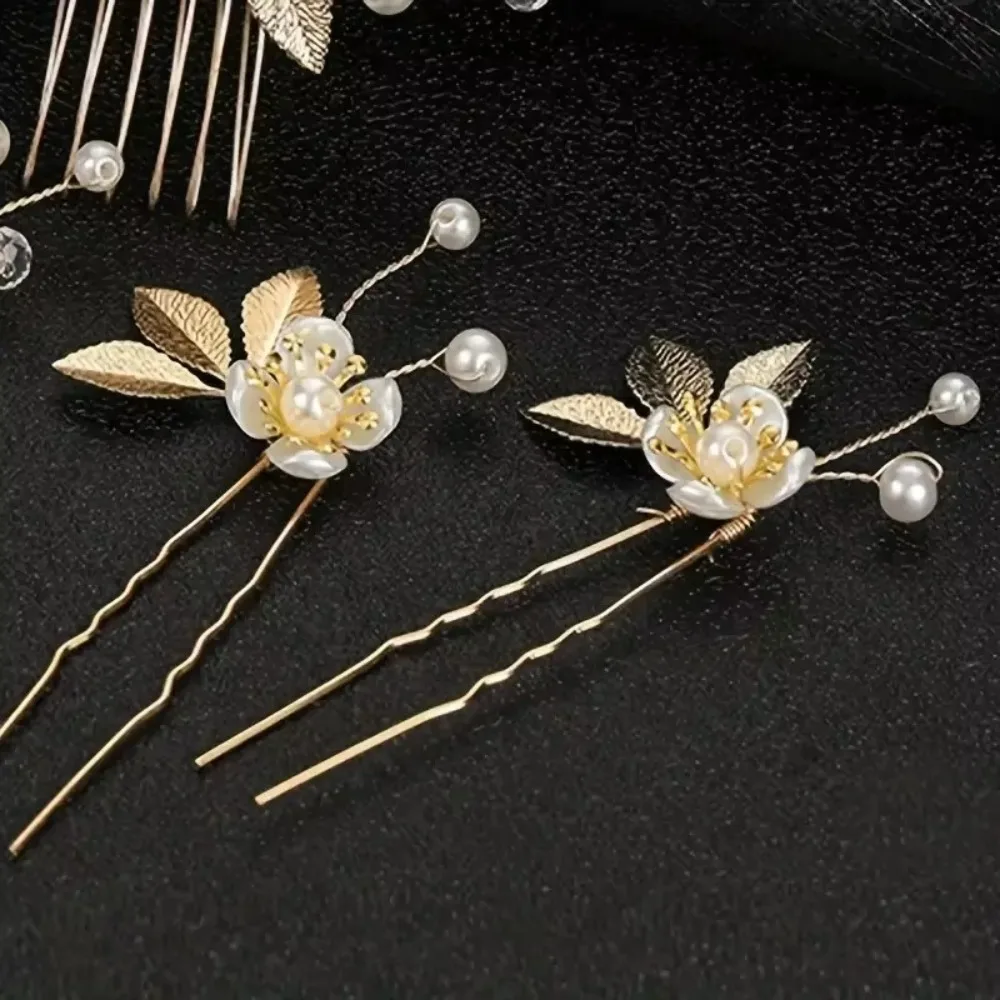 

5 Pcs Crystal Luxury Hair Accessories Set Women's Bride Sweet Romantic Jewelry Hair Clip Party Wedding Accessories Hair Comb Set