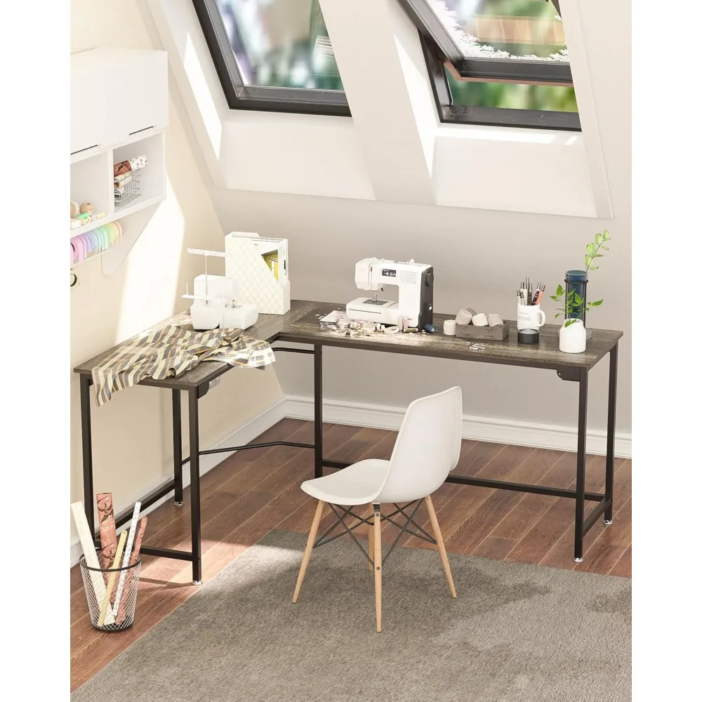 Escritorio para juegos en forma de L, escritorio para computadora de 58 esquinas para oficina en casa, estudio, escritura y estación de trabajo de espacio pequeño