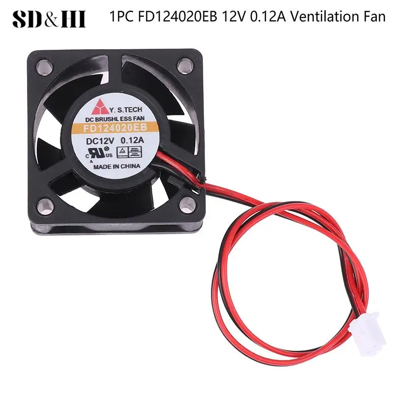 1Pc 40*40*20mm 4cm Ventilation Fan FD124020EB 40204YCM 12V 0.12A 3Wires Durable Silent Fan Blower Fan Large Air Volume Fan